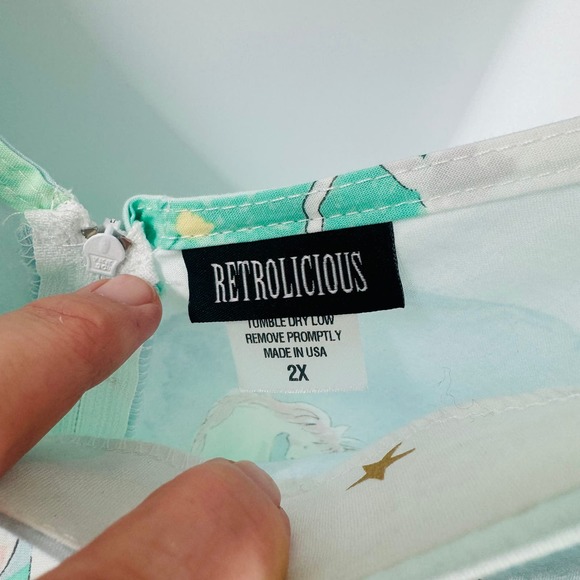 Mint Green Unicorn Print Dress - Picture 3 of 10